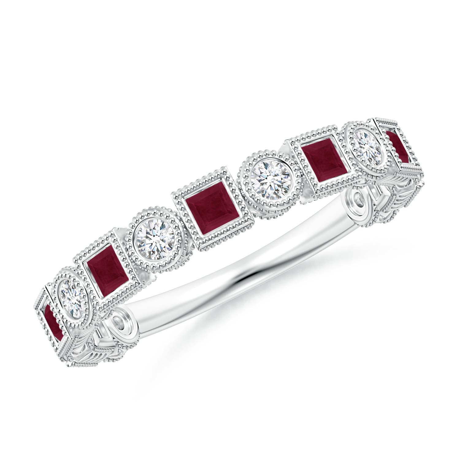 A - Ruby / 0.7 CT / 14 KT White Gold