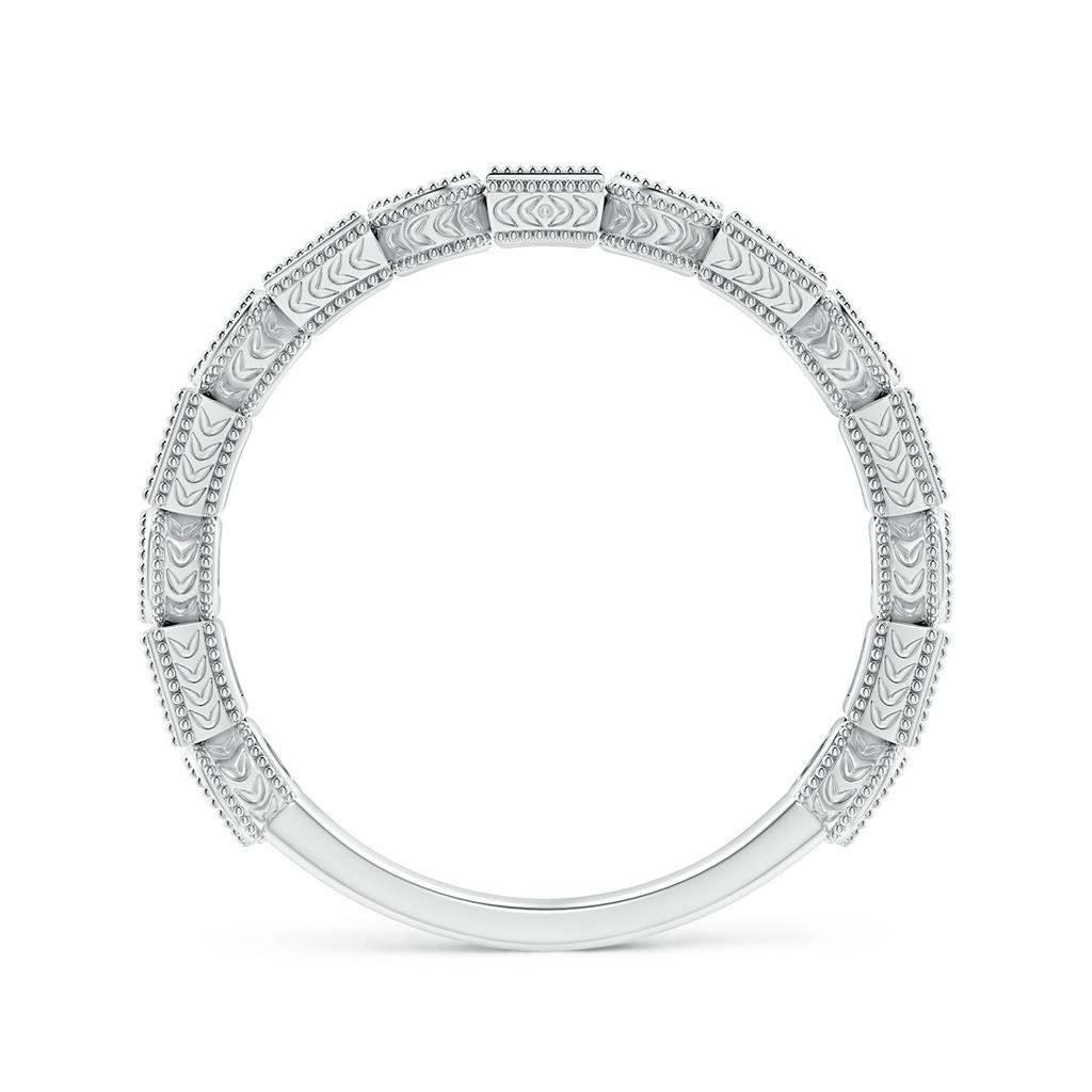 2mm AAA Bezel-Set Square Sapphire and Round Diamond Band in White Gold Side-1
