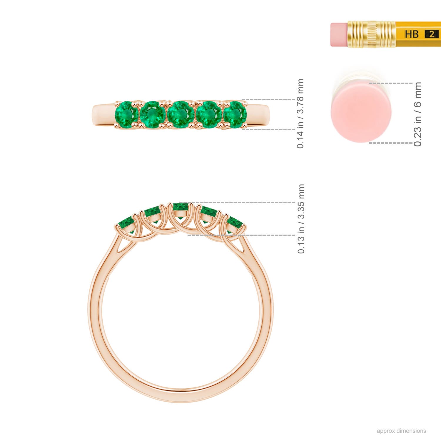 AAA - Emerald / 0.45 CT / 14 KT Rose Gold