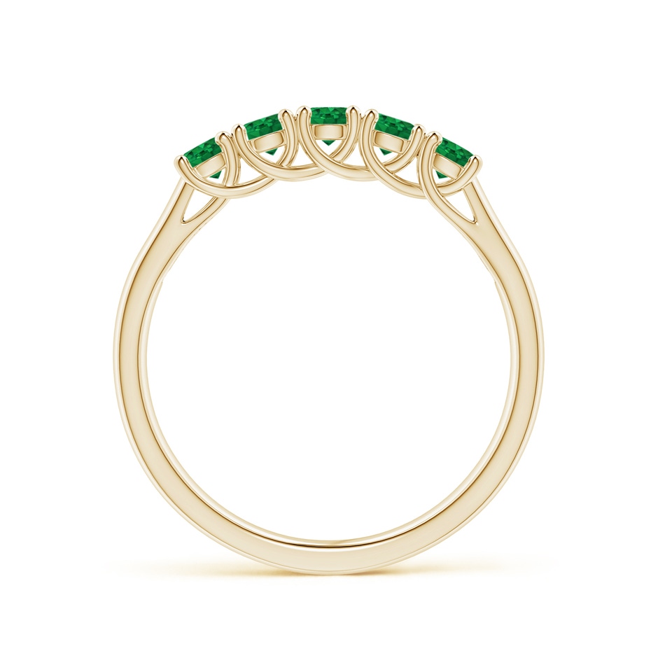 2.8mm AAA Half Eternity Five Stone Emerald Wedding Band in Yellow Gold side 199
