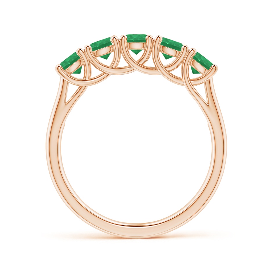 3.8mm A Half Eternity Five Stone Emerald Wedding Band in Rose Gold side 199