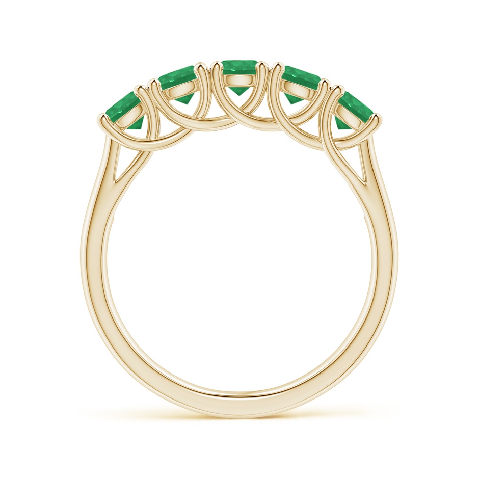 3.8mm A Half Eternity Five Stone Emerald Wedding Band in Yellow Gold side 199