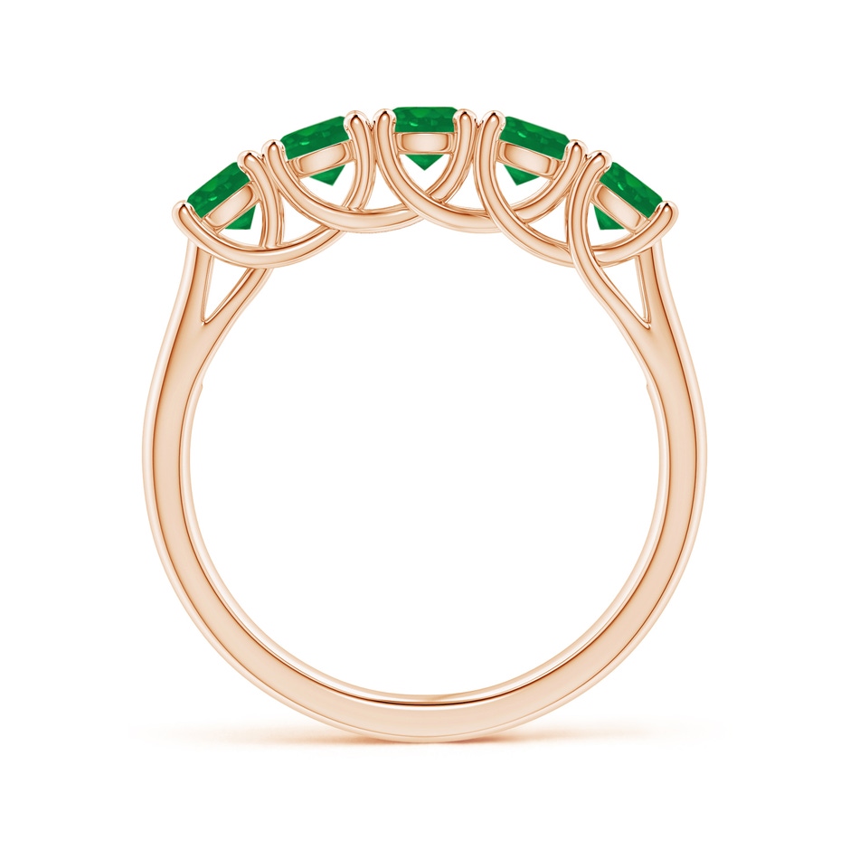 3.8mm AA Half Eternity Five Stone Emerald Wedding Band in Rose Gold side 199