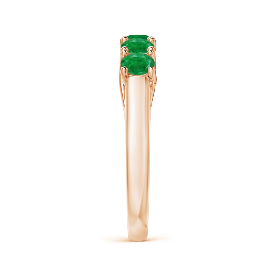 3.8mm AA Half Eternity Five Stone Emerald Wedding Band in Rose Gold side 299
