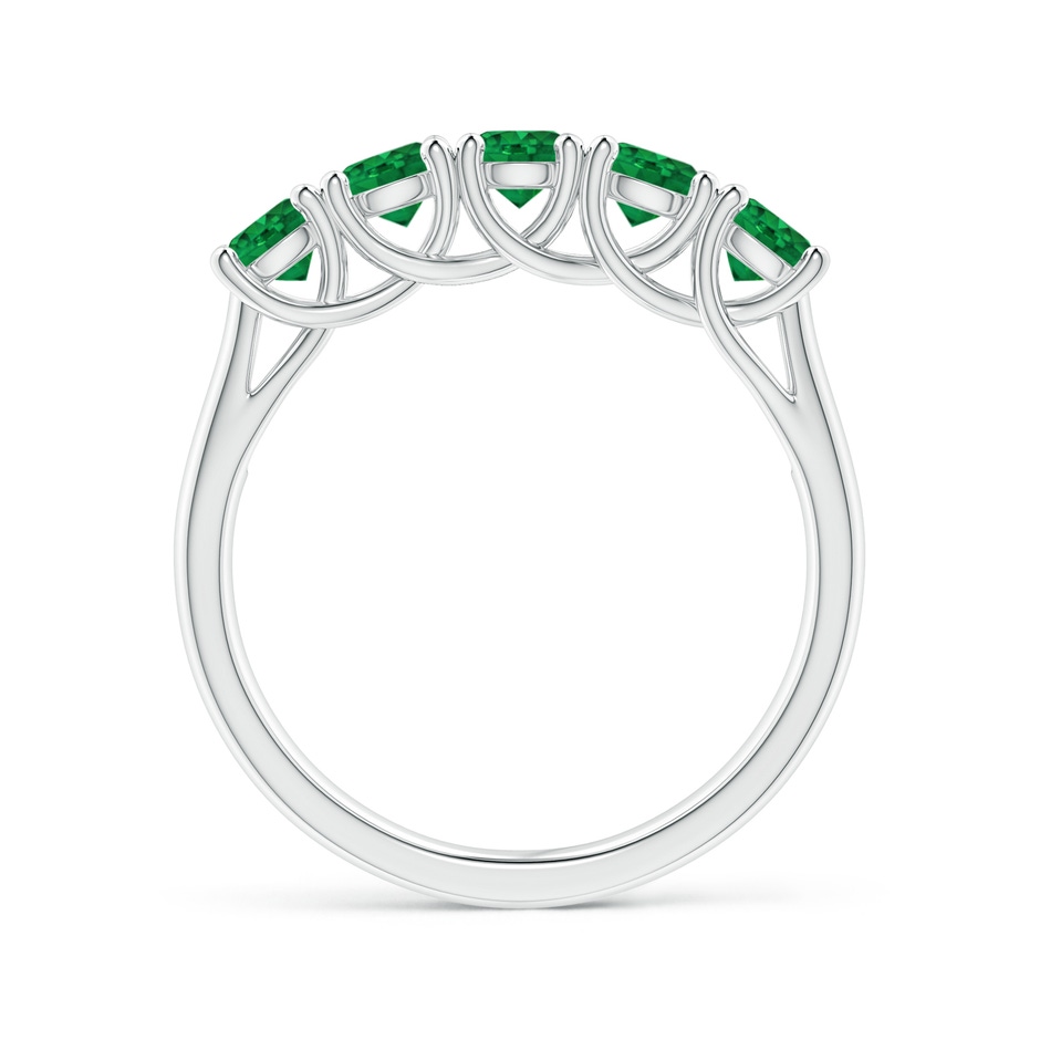 3.8mm AAA Half Eternity Five Stone Emerald Wedding Band in P950 Platinum side 199