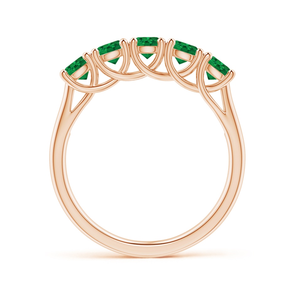 3.8mm AAA Half Eternity Five Stone Emerald Wedding Band in Rose Gold side 199
