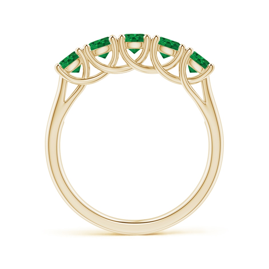3.8mm AAA Half Eternity Five Stone Emerald Wedding Band in Yellow Gold side 199
