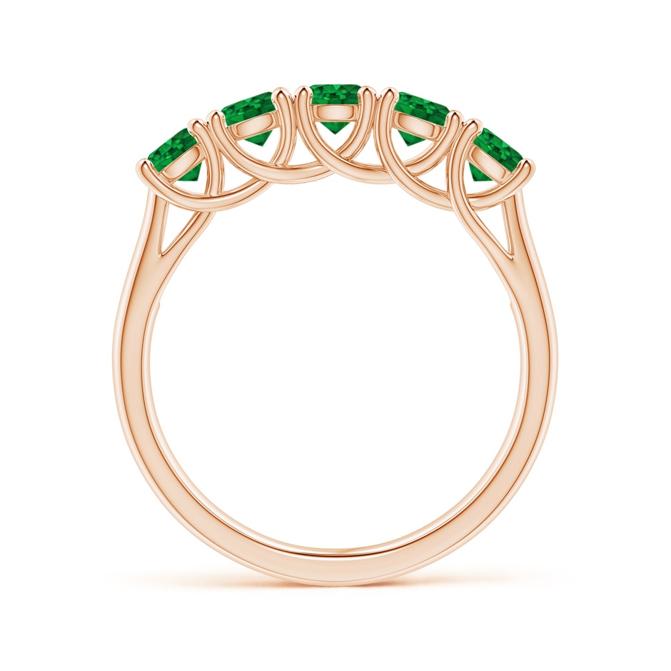 3.8mm AAAA Half Eternity Five Stone Emerald Wedding Band in Rose Gold side 199