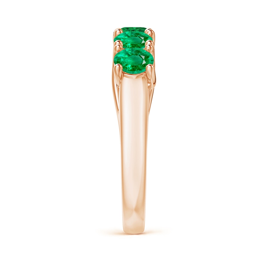4.5mm AAA Half Eternity Five Stone Emerald Wedding Band in Rose Gold side 299