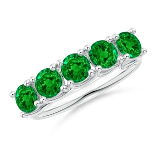 4.5mm AAAA Half Eternity Five Stone Emerald Wedding Band in P950 Platinum