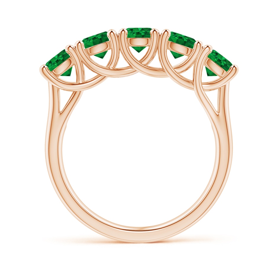 4.5mm AAAA Half Eternity Five Stone Emerald Wedding Band in Rose Gold side 199