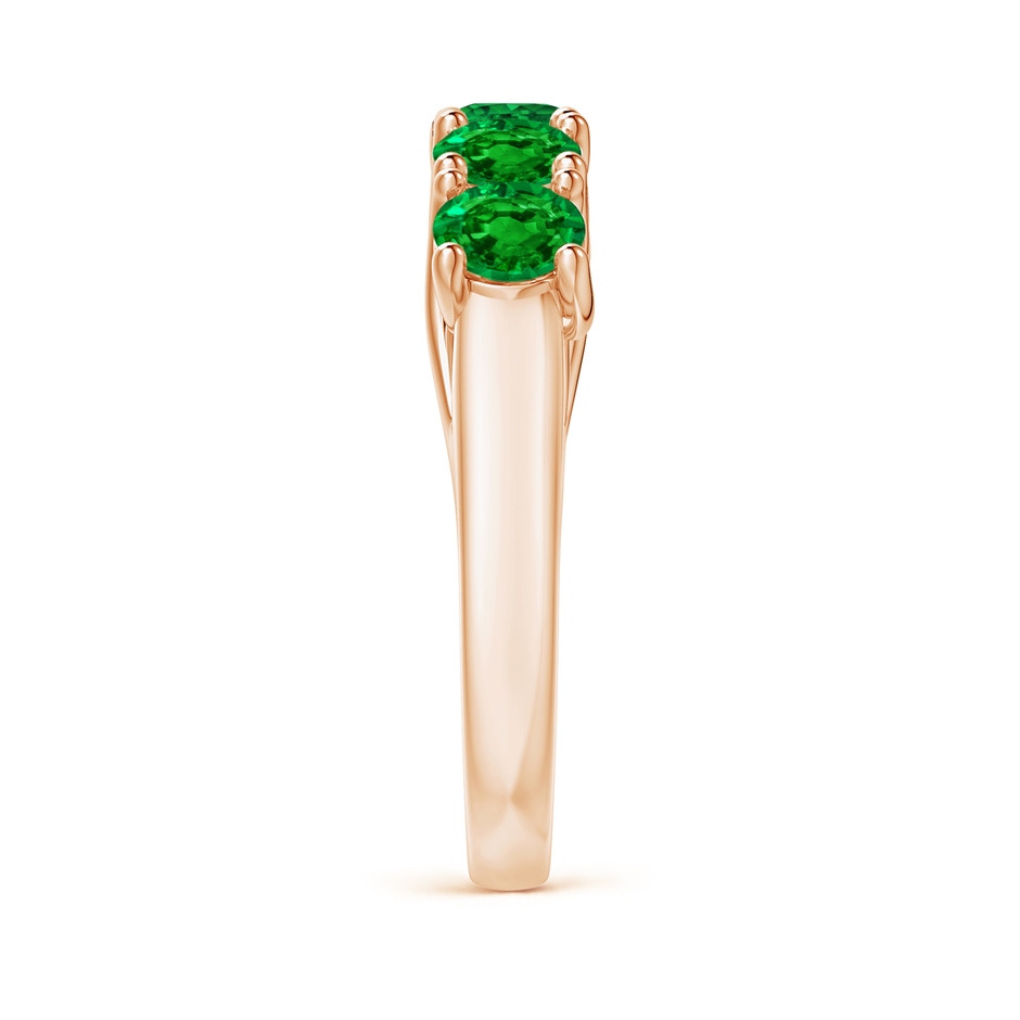4.5mm AAAA Half Eternity Five Stone Emerald Wedding Band in Rose Gold side 299