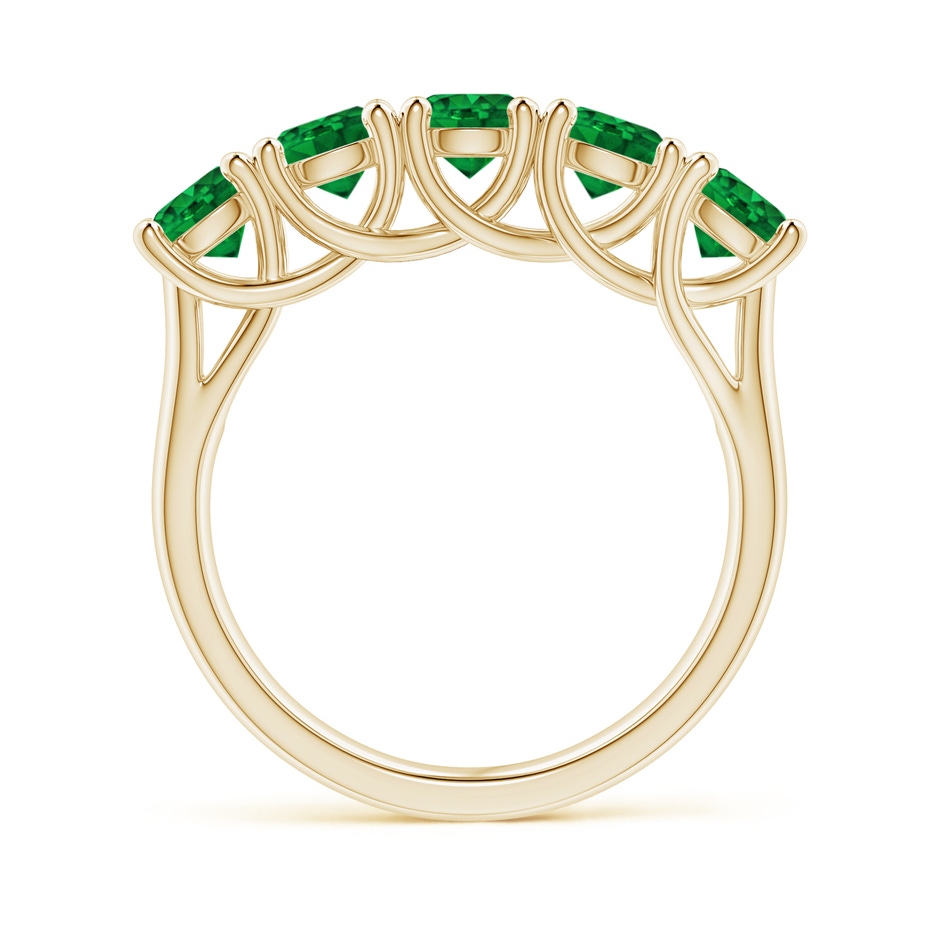 4.5mm AAAA Half Eternity Five Stone Emerald Wedding Band in Yellow Gold side 199