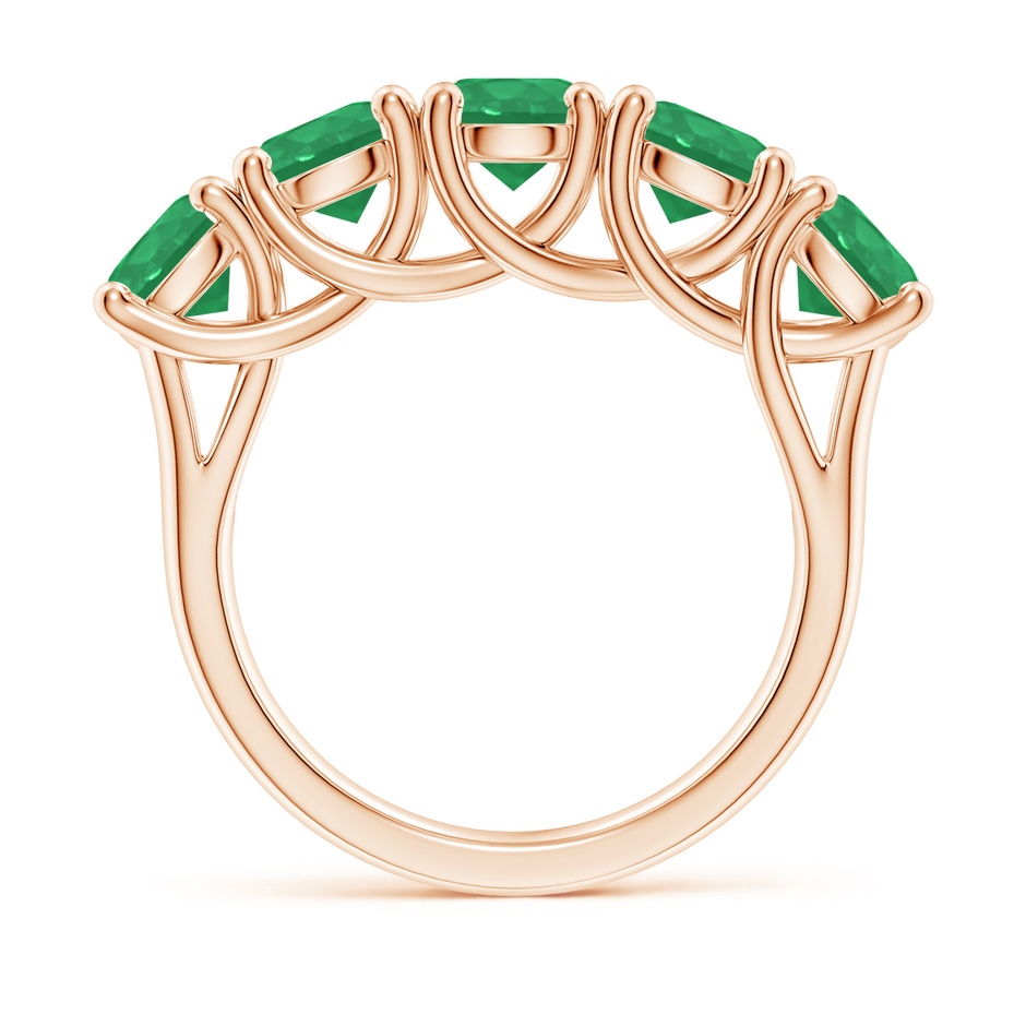 5.5mm A Half Eternity Five Stone Emerald Wedding Band in Rose Gold side 199