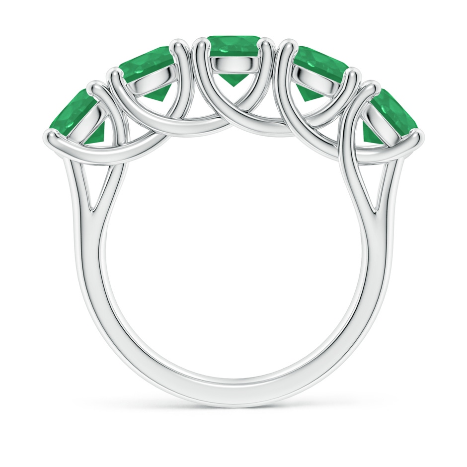 5.5mm A Half Eternity Five Stone Emerald Wedding Band in White Gold side 199