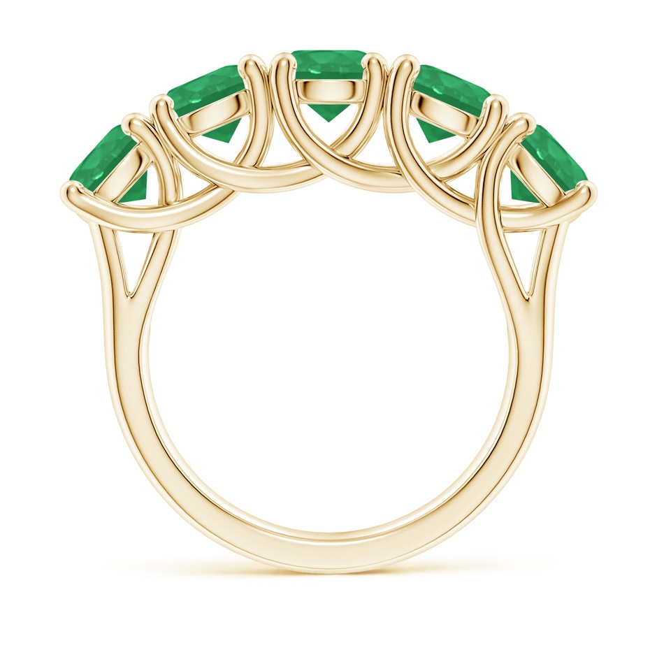 5.5mm A Half Eternity Five Stone Emerald Wedding Band in Yellow Gold side 199
