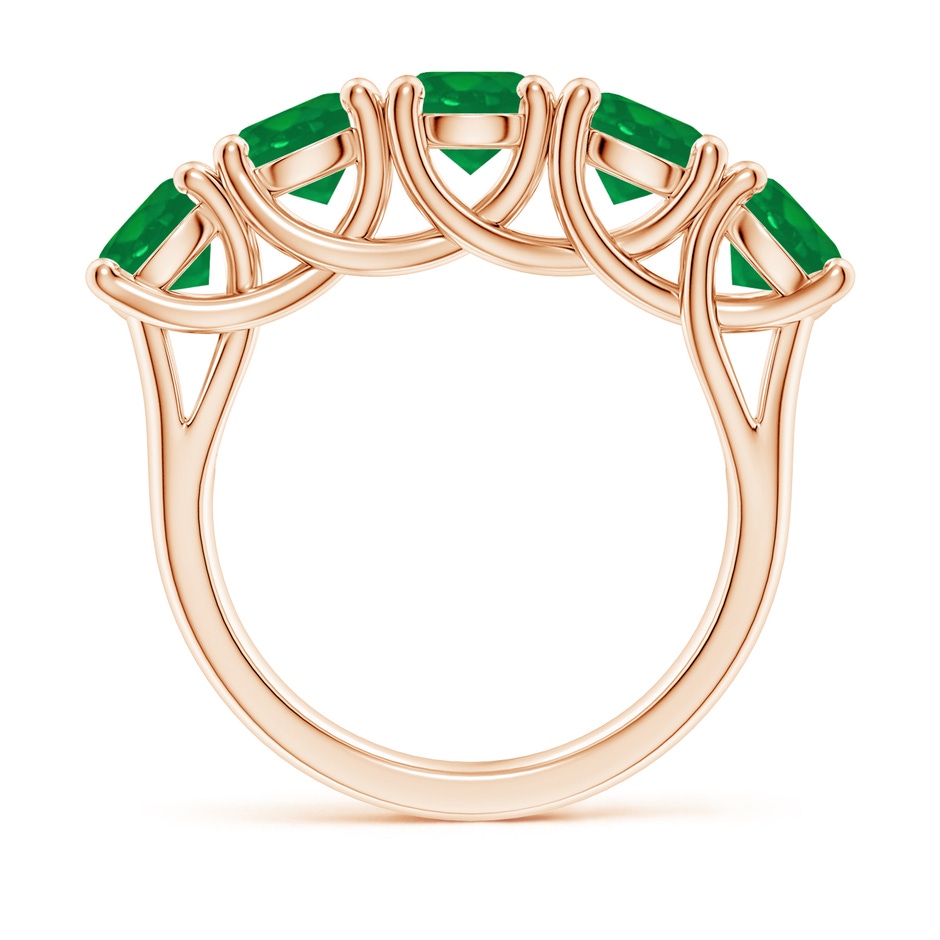 5.5mm AA Half Eternity Five Stone Emerald Wedding Band in Rose Gold side 199