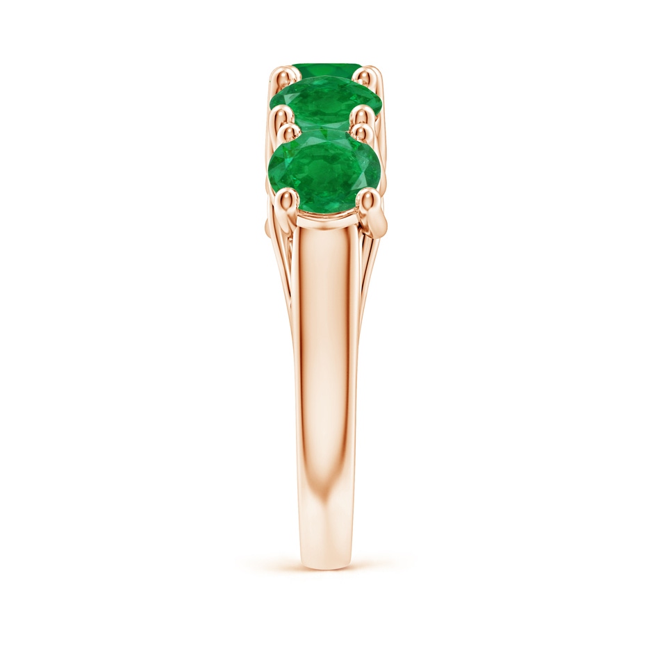5.5mm AA Half Eternity Five Stone Emerald Wedding Band in Rose Gold side 299