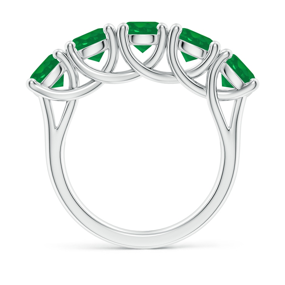 5.5mm AA Half Eternity Five Stone Emerald Wedding Band in White Gold side 199