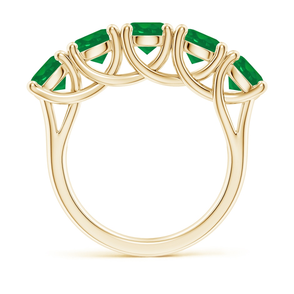 5.5mm AA Half Eternity Five Stone Emerald Wedding Band in Yellow Gold side 199