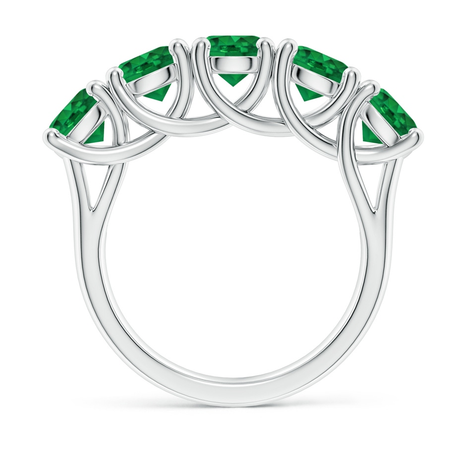 5.5mm AAA Half Eternity Five Stone Emerald Wedding Band in P950 Platinum side 199
