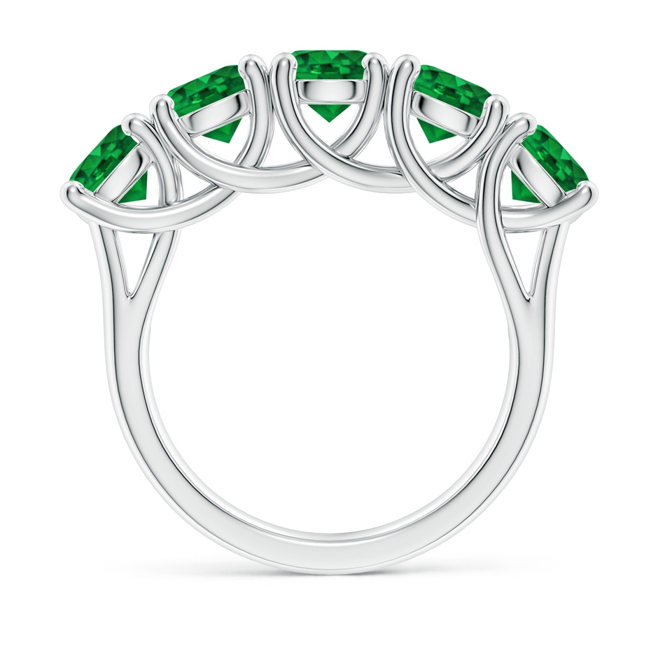 5.5mm AAAA Half Eternity Five Stone Emerald Wedding Band in White Gold side 199