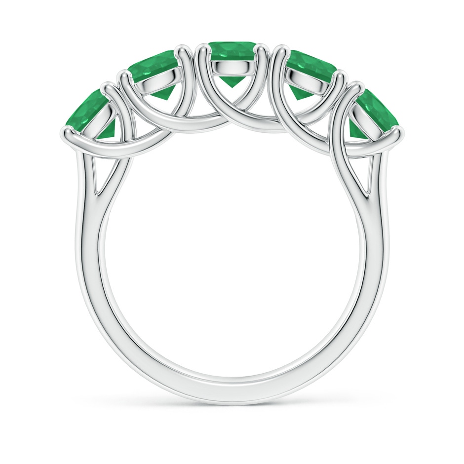 5mm A Half Eternity Five Stone Emerald Wedding Band in White Gold side 199