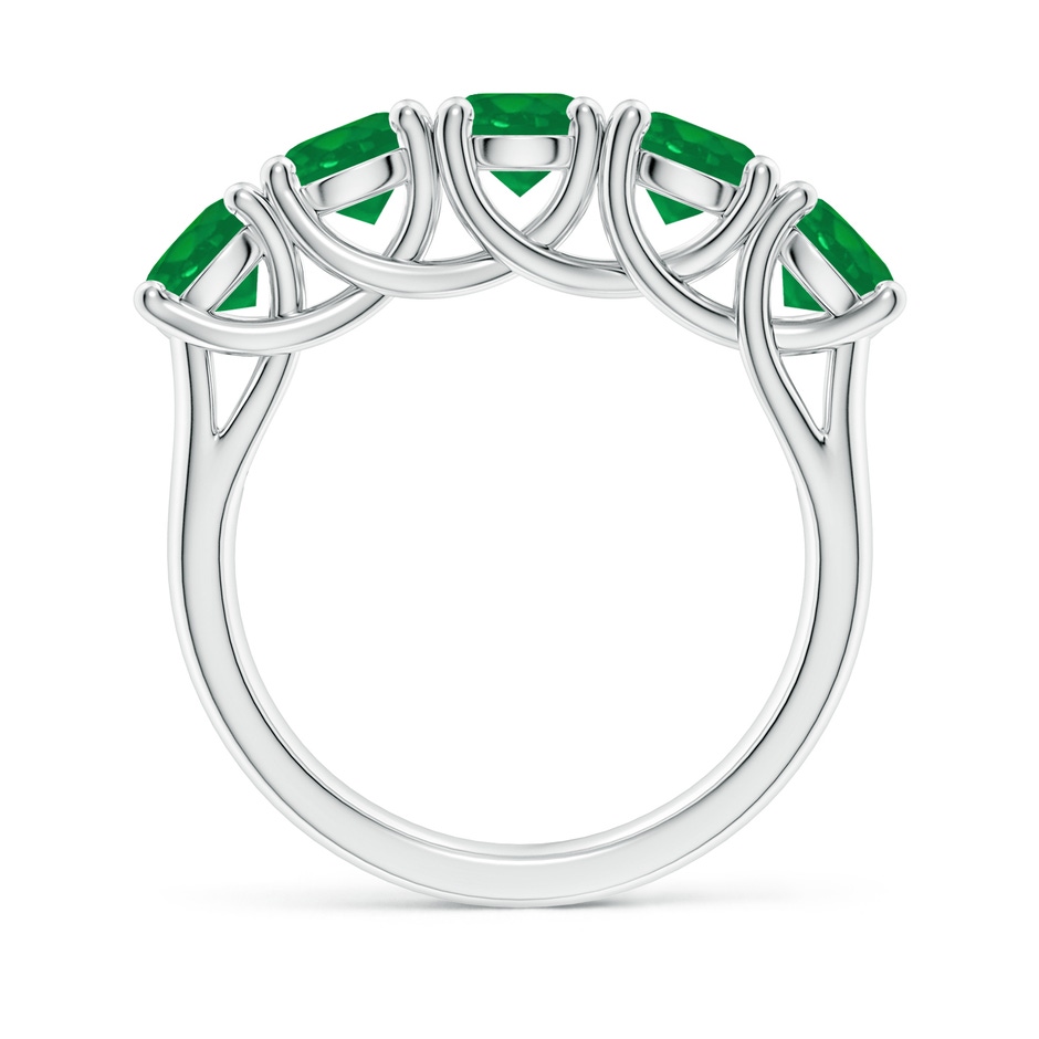 5mm AA Half Eternity Five Stone Emerald Wedding Band in White Gold side 199