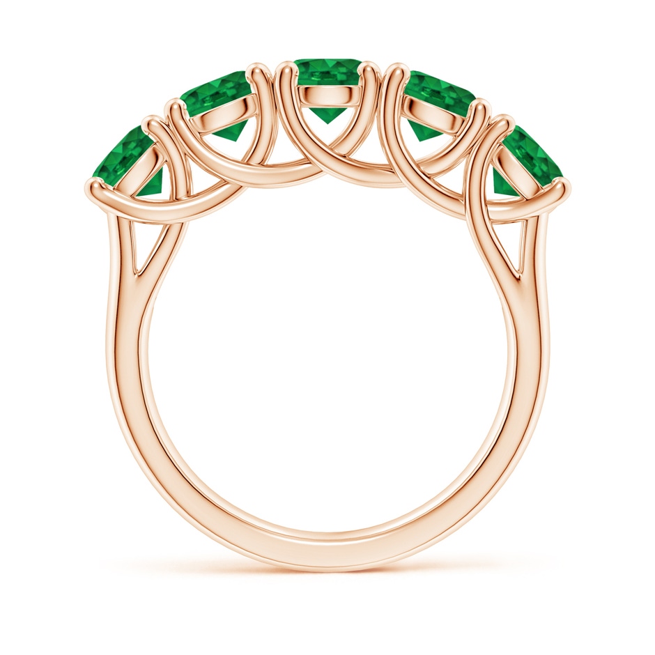5mm AAA Half Eternity Five Stone Emerald Wedding Band in Rose Gold side 199