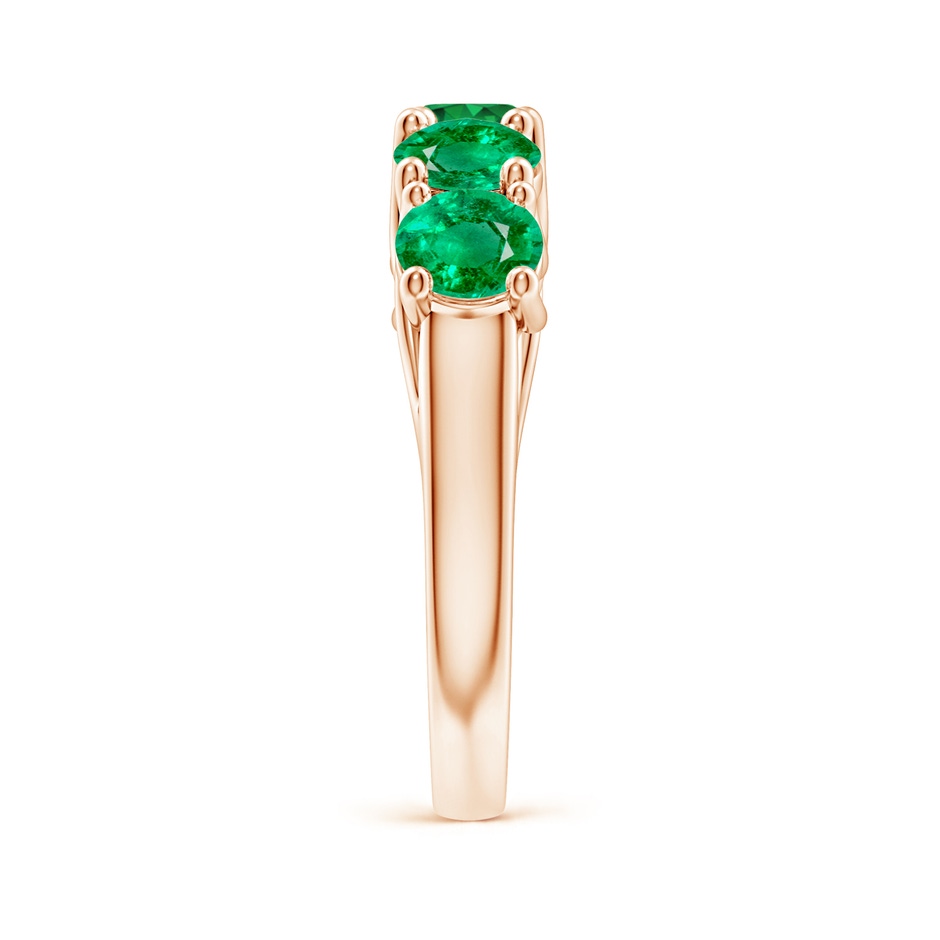 5mm AAA Half Eternity Five Stone Emerald Wedding Band in Rose Gold side 299
