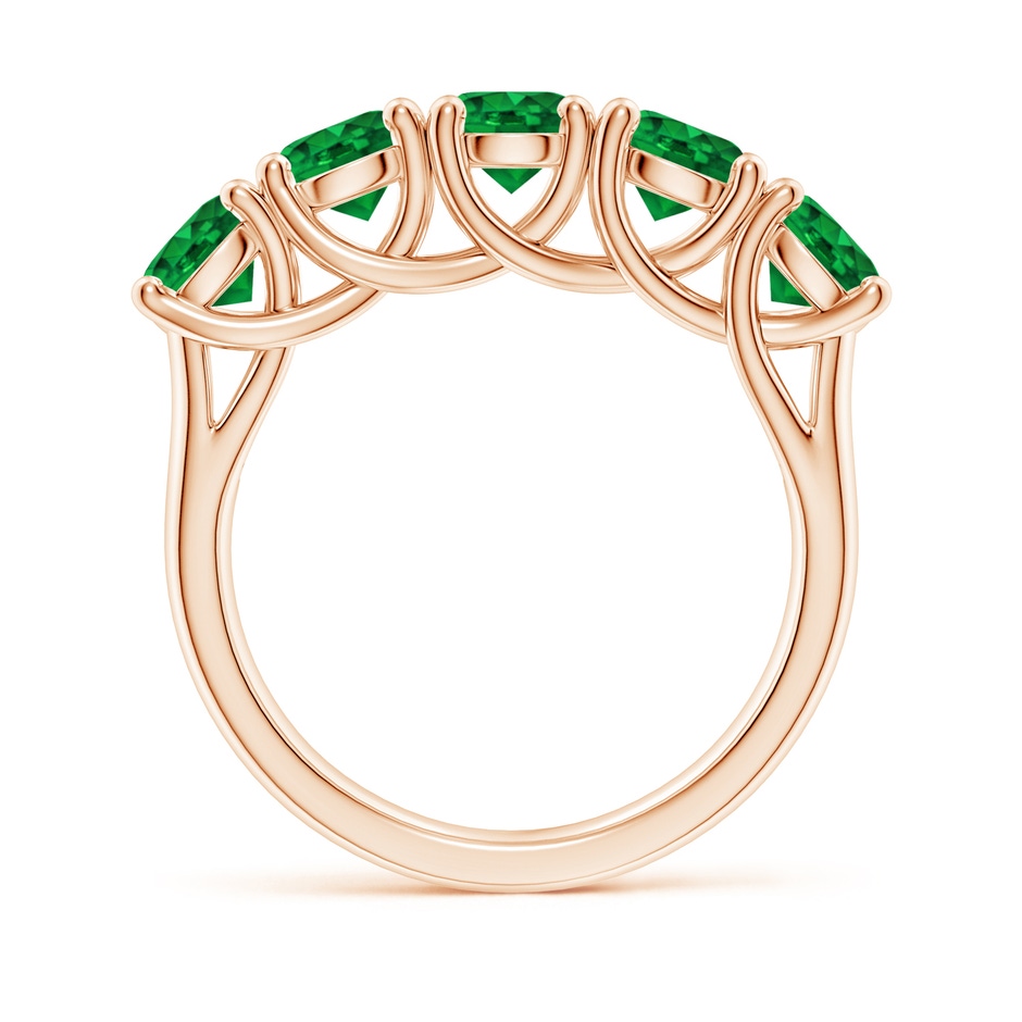 5mm AAAA Half Eternity Five Stone Emerald Wedding Band in Rose Gold side 199