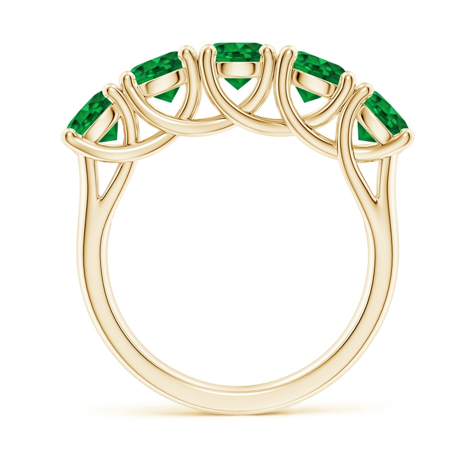 5mm AAAA Half Eternity Five Stone Emerald Wedding Band in Yellow Gold side 199