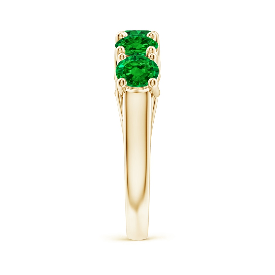 5mm AAAA Half Eternity Five Stone Emerald Wedding Band in Yellow Gold side 299