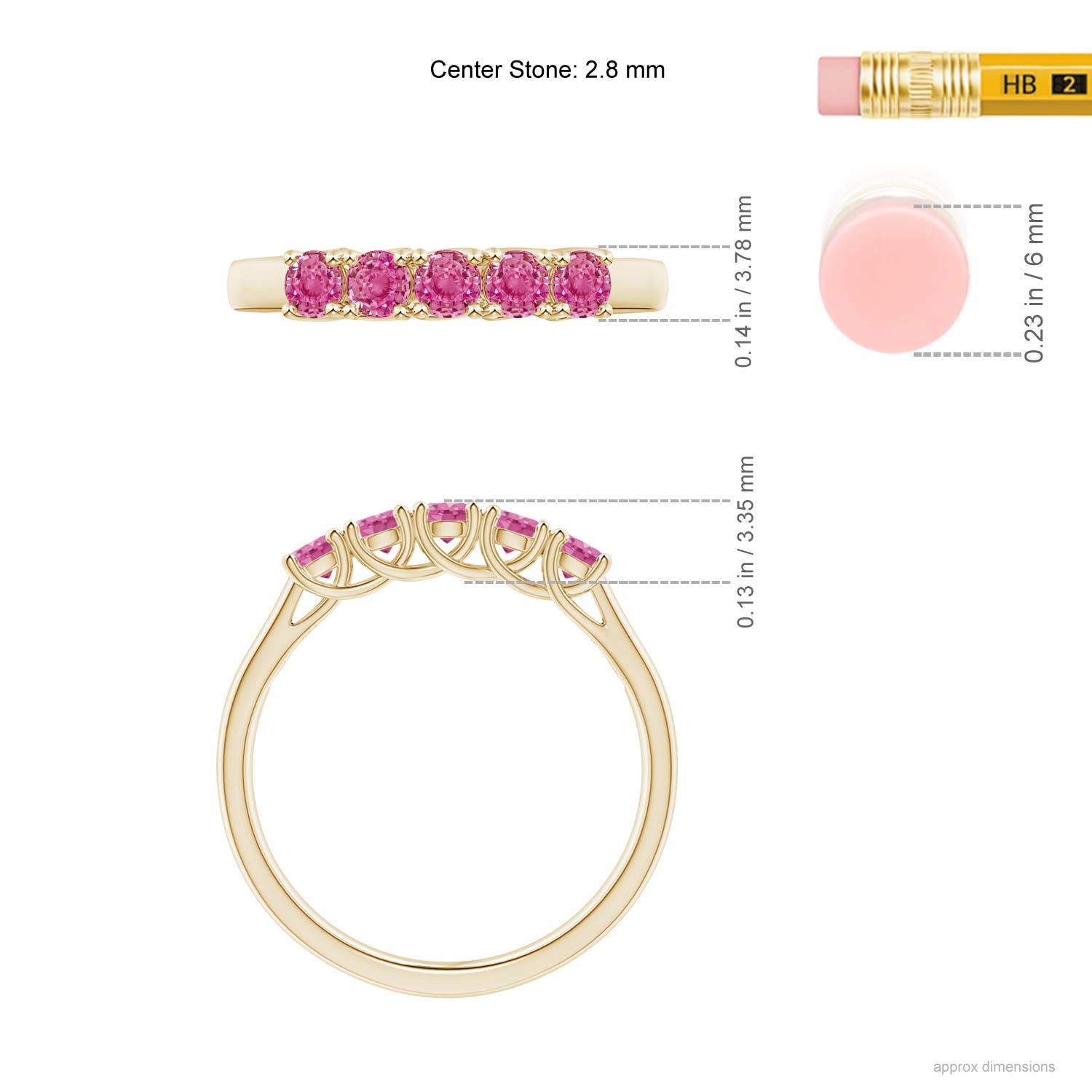 AAA - Pink Sapphire / 0.55 CT / 14 KT Yellow Gold