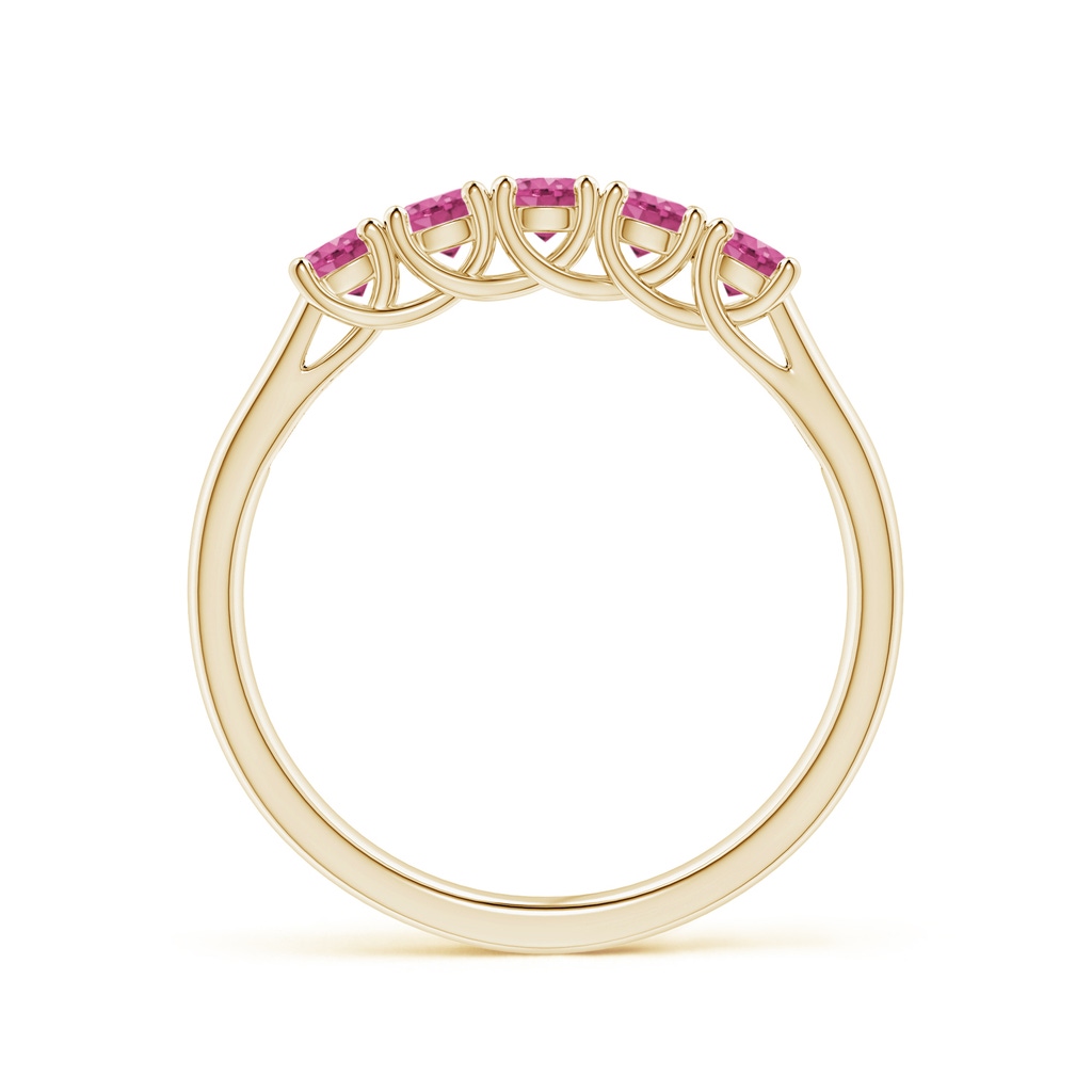 2.8mm AAAA Half Eternity Five Stone Pink Sapphire Wedding Band in Yellow Gold Side-1