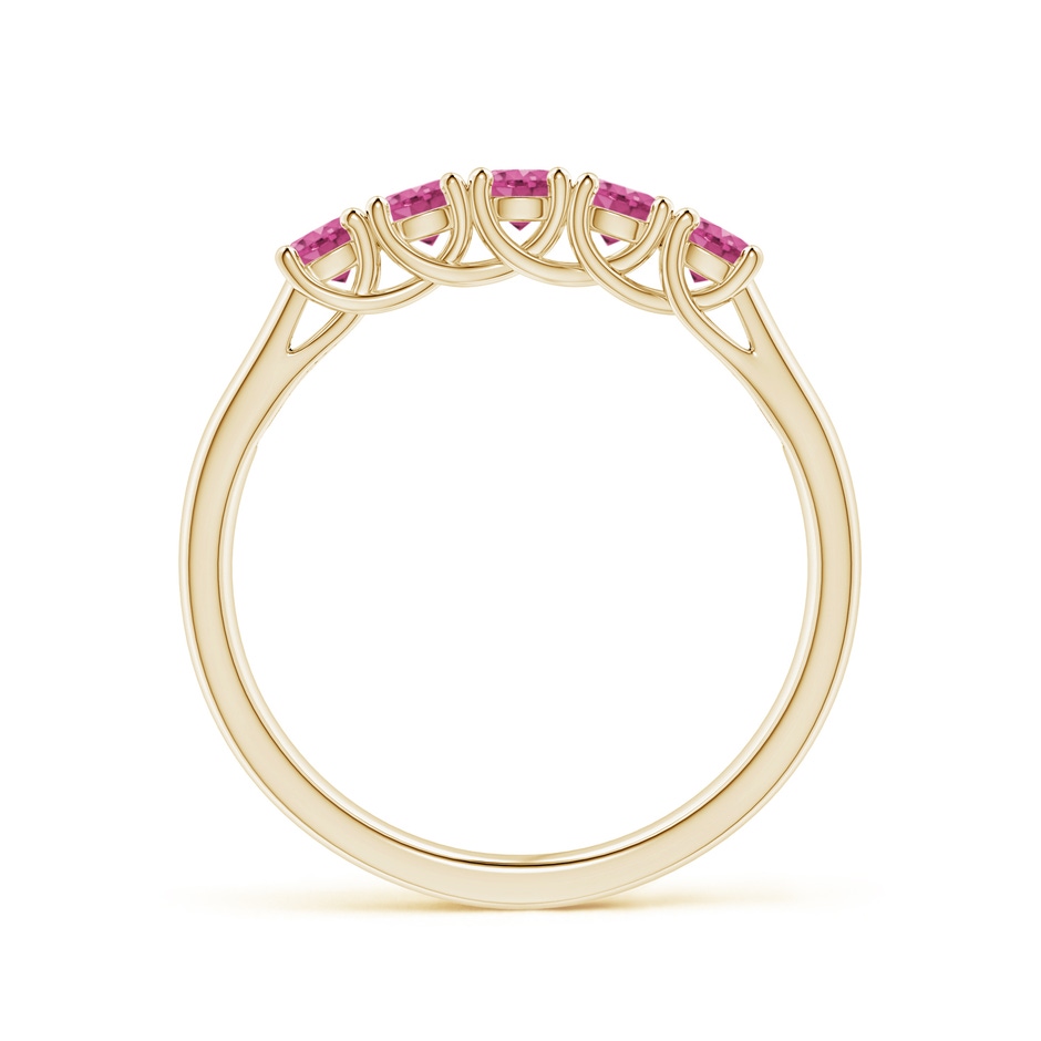 2.8mm AAAA Half Eternity Five Stone Pink Sapphire Wedding Band in Yellow Gold side-1