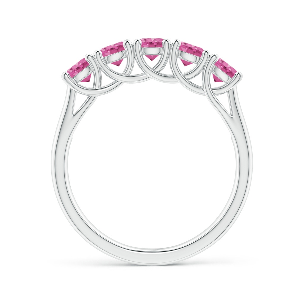 3.8mm AAA Half Eternity Five Stone Pink Sapphire Wedding Band in White Gold - side_1