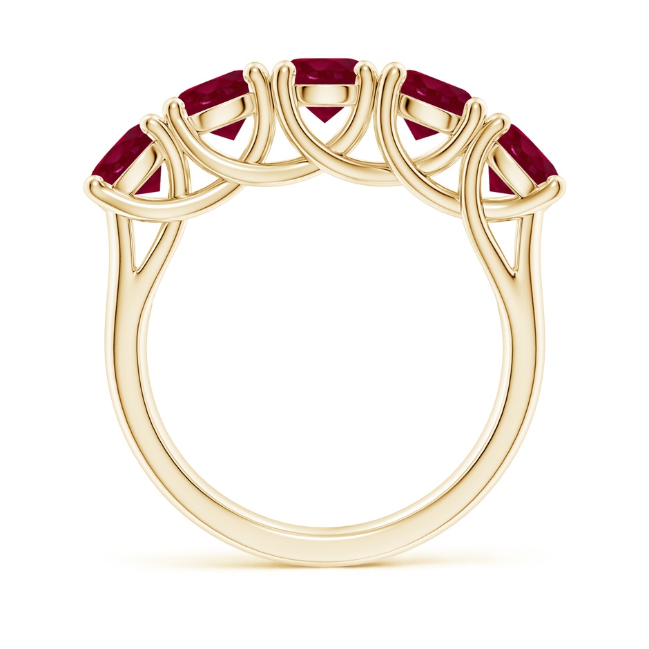 5mm A Half Eternity Five Stone Ruby Wedding Band in Yellow Gold side 199