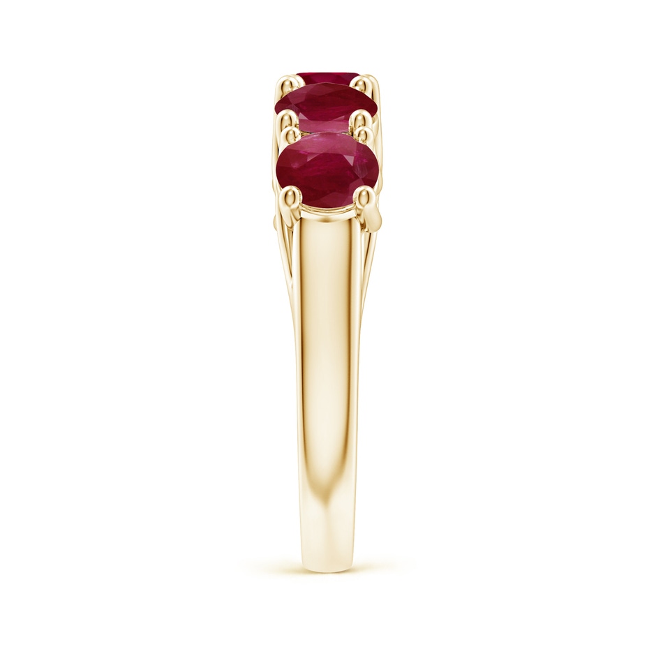 5mm A Half Eternity Five Stone Ruby Wedding Band in Yellow Gold side 299