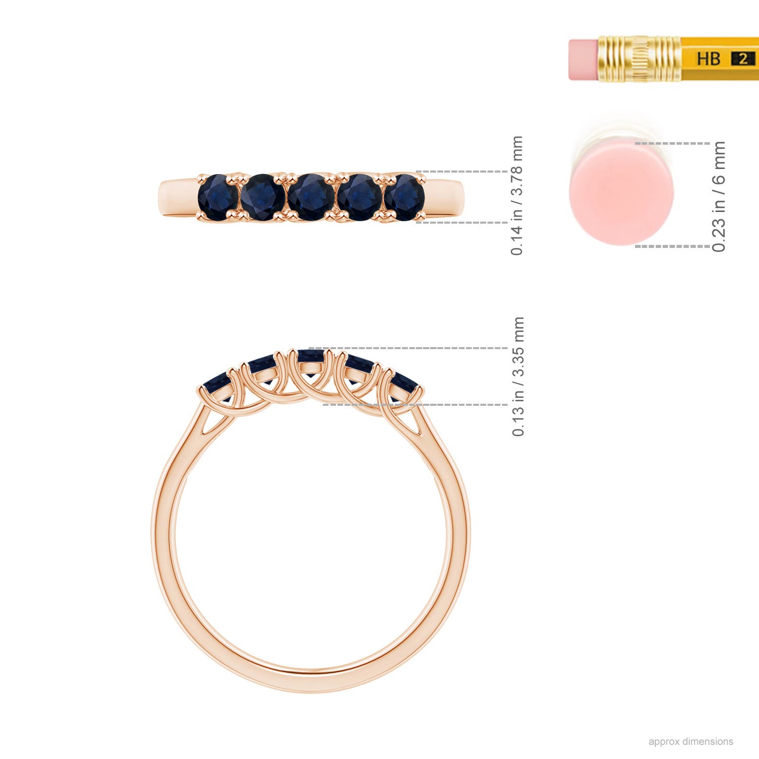 A - Blue Sapphire / 0.6 CT / 14 KT Rose Gold