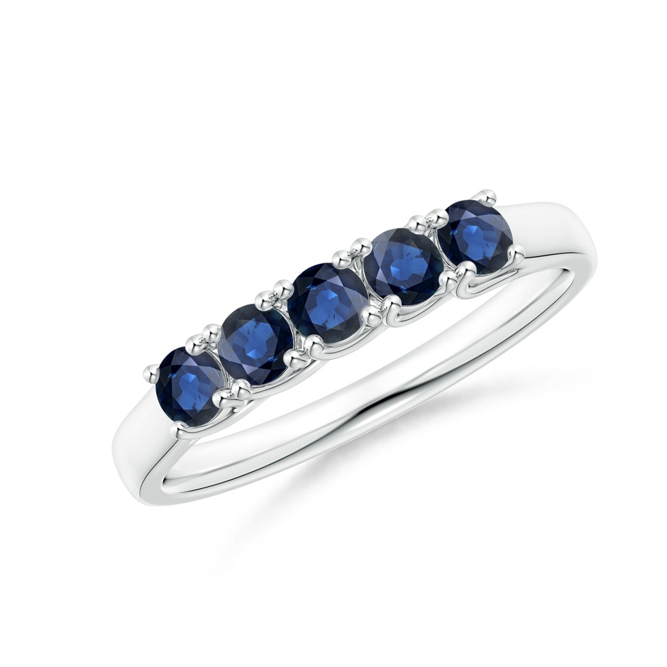 2.8mm AA Half Eternity Five Stone Blue Sapphire Wedding Band in S999 Silver 
