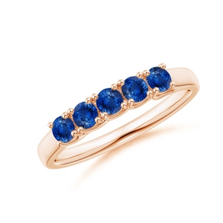 2.8mm AAA Half Eternity Five Stone Blue Sapphire Wedding Band in Rose Gold