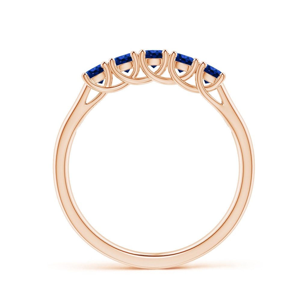 2.8mm AAAA Half Eternity Five Stone Blue Sapphire Wedding Band in Rose Gold - side 199