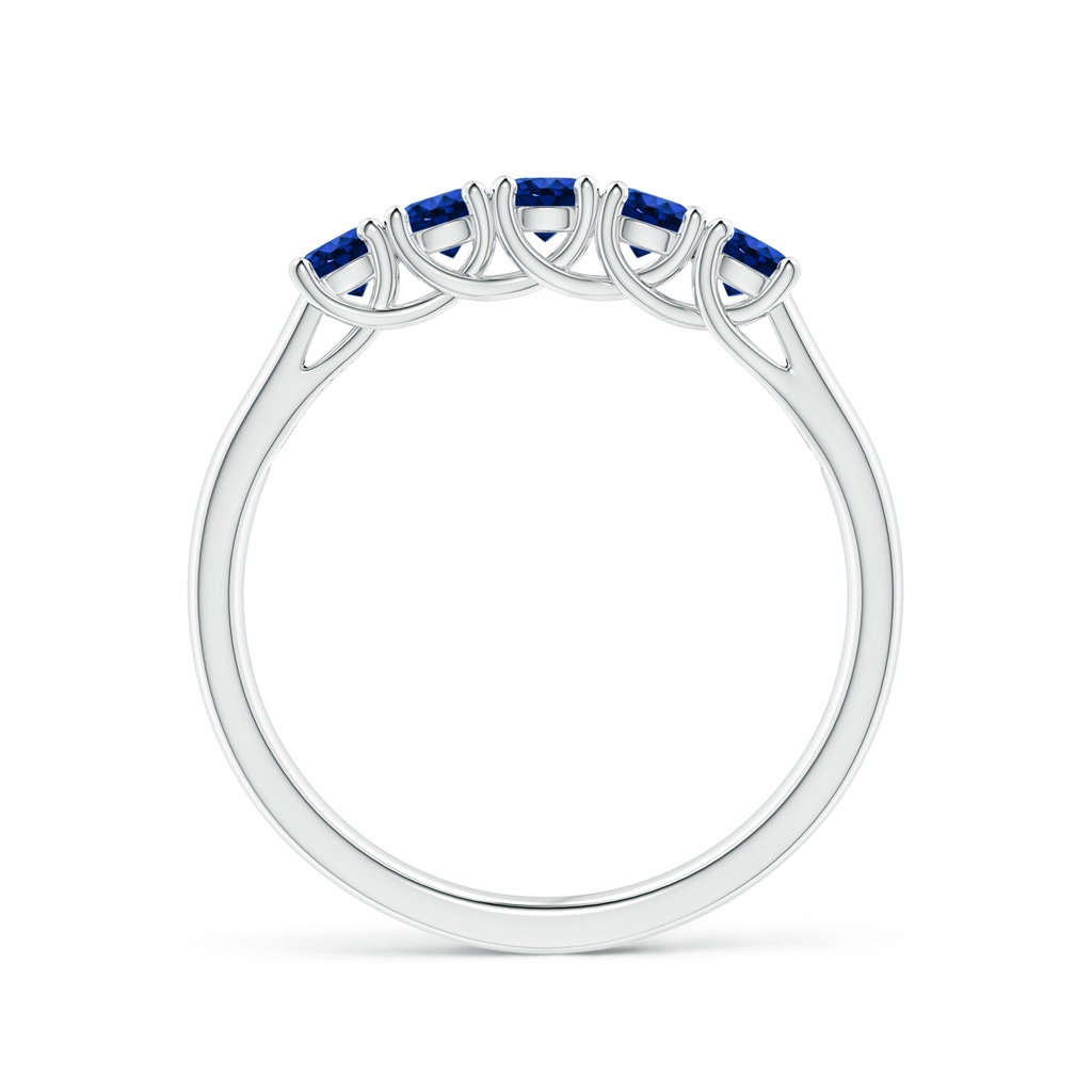 2.8mm AAAA Half Eternity Five Stone Blue Sapphire Wedding Band in White Gold - side 199