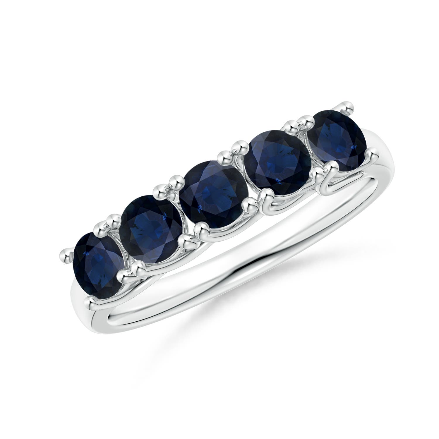 3.8mm A Half Eternity Five Stone Blue Sapphire Wedding Band in P950 Platinum
