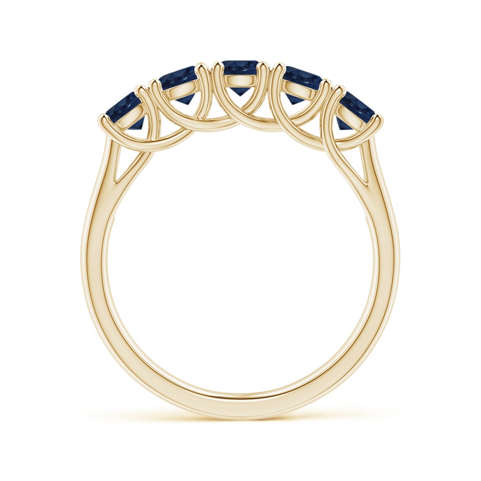 3.8mm AA Half Eternity Five Stone Blue Sapphire Wedding Band in Yellow Gold side 199