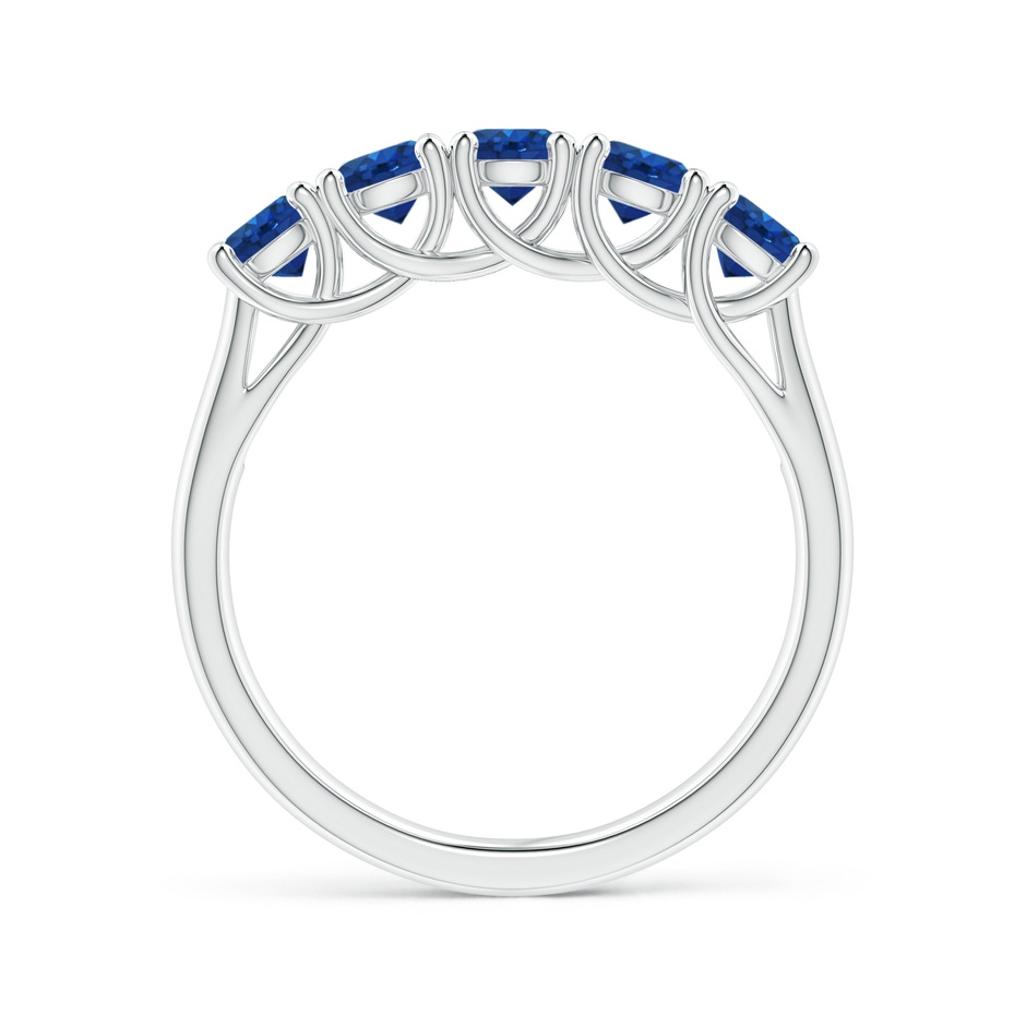 3.8mm AAA Half Eternity Five Stone Blue Sapphire Wedding Band in P950 Platinum side 199