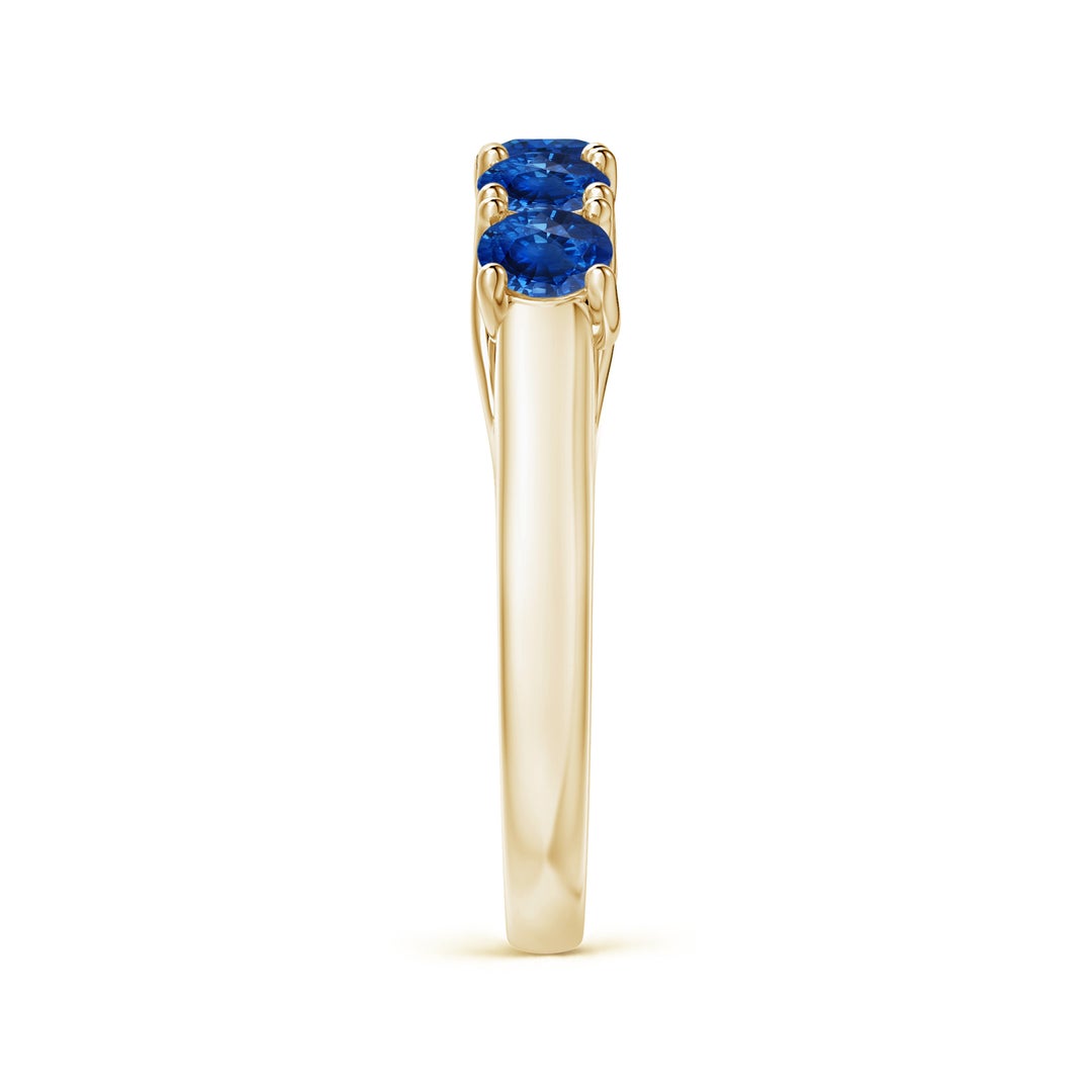 3.8mm AAA Half Eternity Five Stone Blue Sapphire Wedding Band in Yellow Gold - side 3