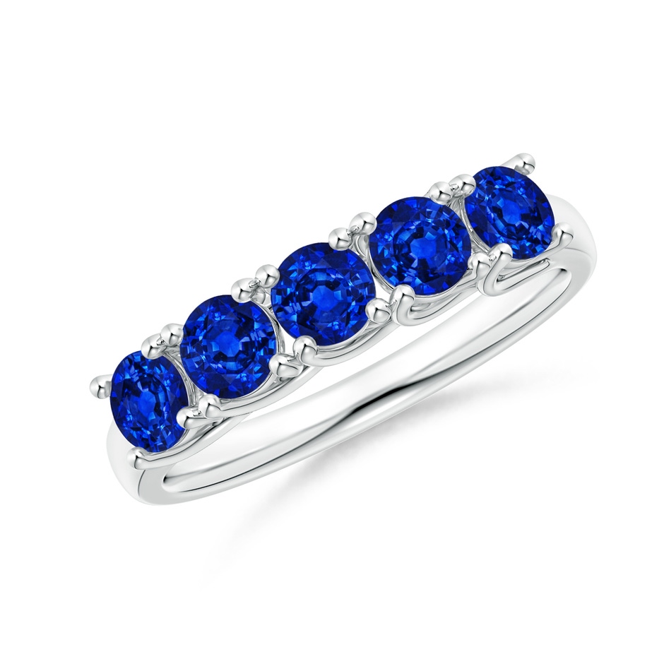 3.8mm AAAA Half Eternity Five Stone Blue Sapphire Wedding Band in P950 Platinum 