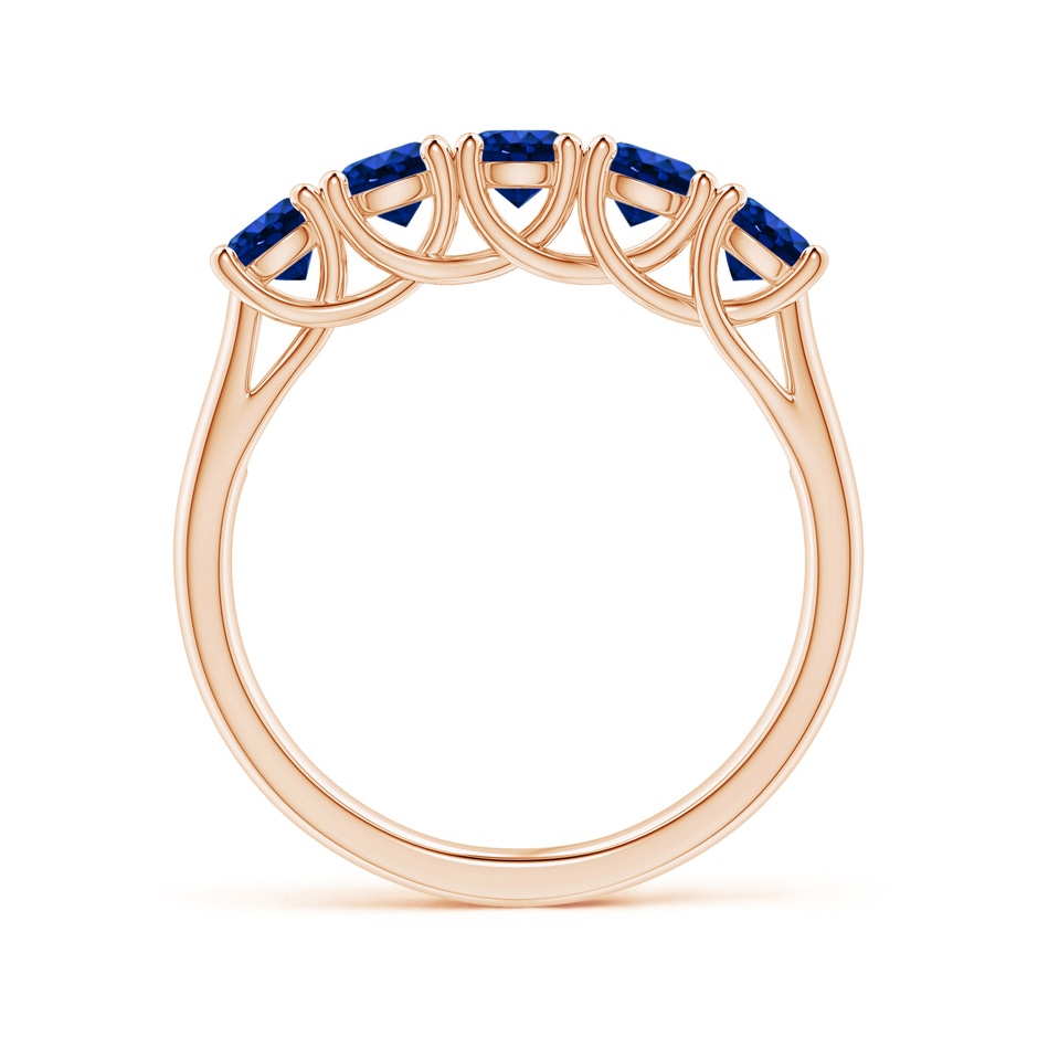 3.8mm AAAA Half Eternity Five Stone Blue Sapphire Wedding Band in Rose Gold side 199